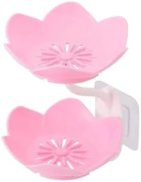 Double Layer Lotus Flower Soap Tray with Non-Slip Design Pink