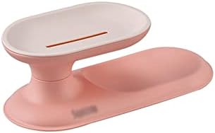 YAOLUU 360-Degree Rotating Soap Dish with Drainage Pink