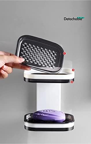 LUCKTE Adhesive Shower Soap Holder with Drain Tray