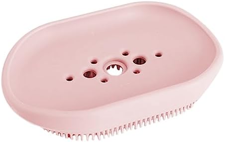 Silicone Soap Dish with Built-In Brush for Bathroom Sink