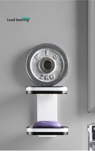 LUCKTE Adhesive Shower Soap Holder with Drain Tray