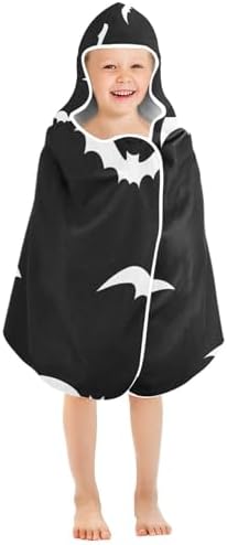 CHIFIGNO Personalized White Bats Black Toddler Bath Towel