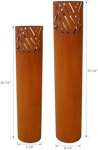 Strawberry Fairy Decorative Rust Lantern Columns Set of 2