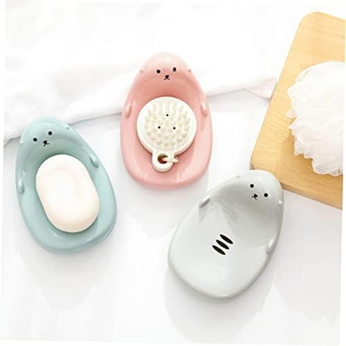 Funny Cartoon Soap Dish for Boys Girls - Pink Self-Draining Holder