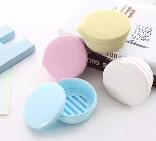 KDUPUP Round Plastic Soap Holder Travel 2PCS