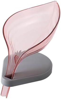 FABEILAI Leaf-Shaped Soap Holder with Suction Cup Pink