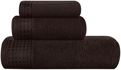 GLAMBURG Ultra Soft 3 Pack Cotton Towel Set Chocolate Brown
