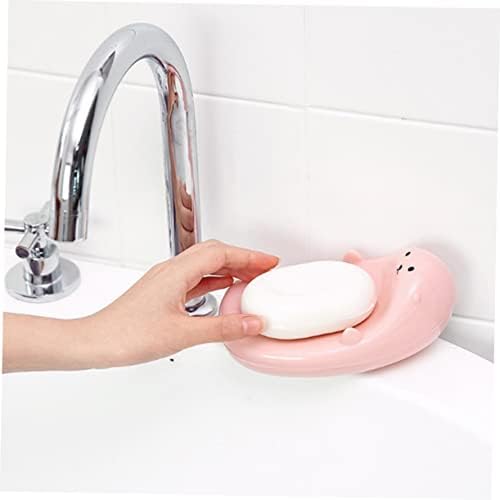 Funny Cartoon Soap Dish for Boys Girls - Pink Self-Draining Holder
