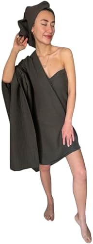 Muslin Bath Towel Set of 2 - 100 Cotton Ultra Soft Quick Dry Brown