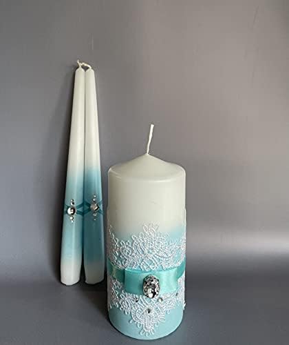 Unity Candle Set for Wedding - Turquoise