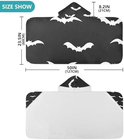 CHIFIGNO Personalized White Bats Black Toddler Bath Towel