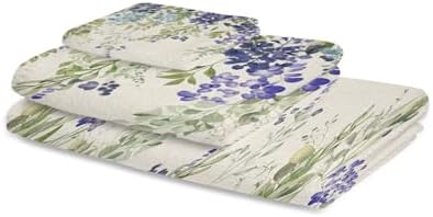 Smile Sunflower 3-Piece Bath Towel Set Wisteria Pattern Linen Texture