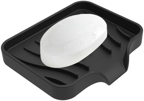Bathroom Soap Dish with Drain Water Soap Container Black