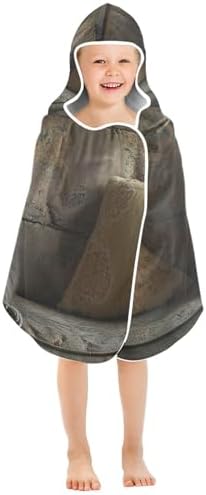 CHIFIGNO Funny Fat Gray Cat Hooded Kids Bath Towel