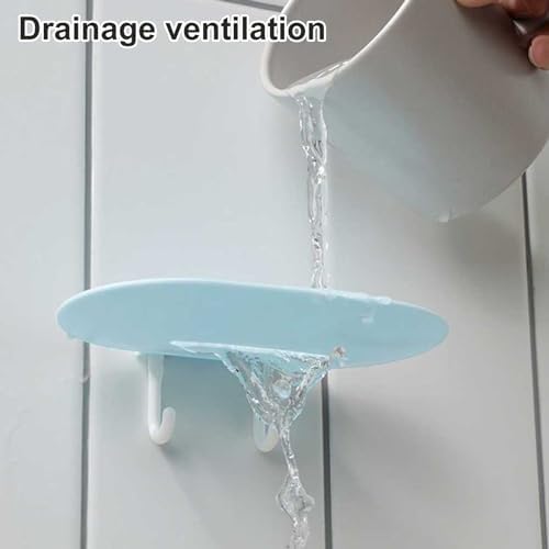 2Pcs Wall Mount Soap Holder with No-Punch Adhesive and Drainage Hole Pink
