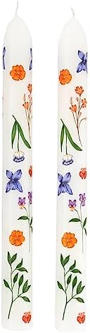 Slant Collections Boho Floral Taper Candles 2-Count 9-Inch 1
