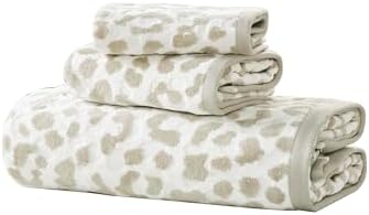 Leopard Print 3-Piece Bath Towel Set Tan