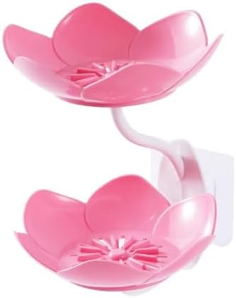 FABEILAI Double Layer Suction Soap Holder for Shower Pink