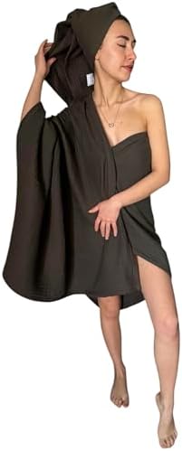 Muslin Bath Towel Set of 2 - 100 Cotton Ultra Soft Quick Dry Brown