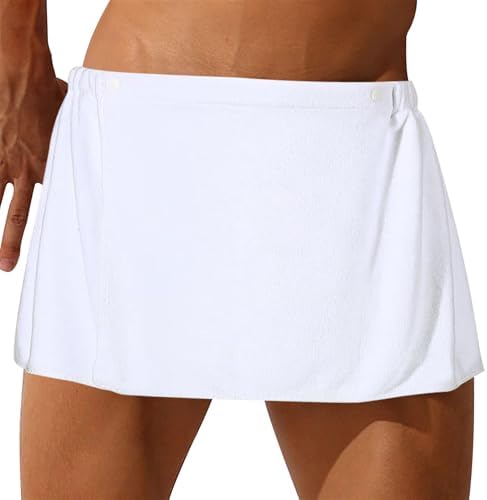 Men Boys Adjustable Microfiber Bath Towel Wrap White