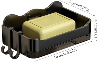 Stylish Wall Soap Holder with Hooks - No Drilling