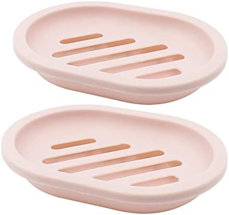 2PCS Draining Soap Dishes with Water Tray