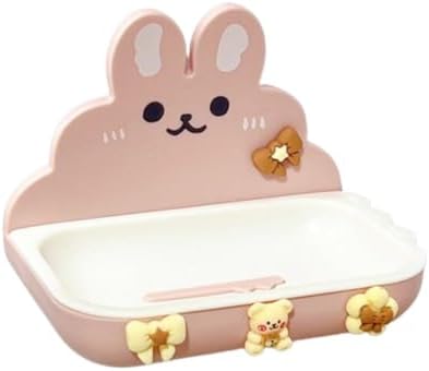 Cute Rabbit Soap Holder Stick-On Wall Mount Pink