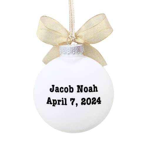 Personalized Baptism Ornament with Gold Bow 1