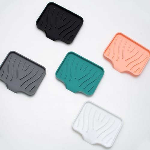 Silicone Soap Dish Self-Draining Holder - Durable Elegant Black
