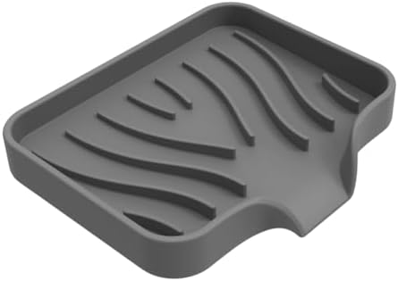 WELANGBN 1 Pack Silicone Soap Dish with Drain Grey