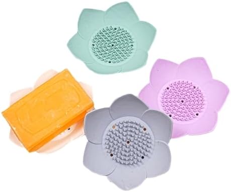 QUARK 1pc Lotus Shape Non-Slip Silicone Soap Holder