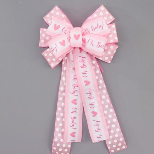 Oh Baby Pink Dot Baby Girl Shower Bow 1