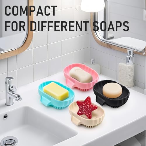 Mabnuby Black Silicone Soap Dish with 25 Waterfall Slope