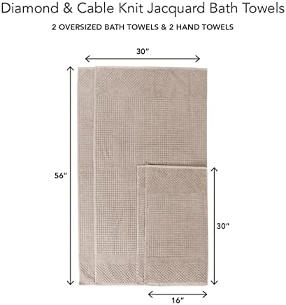 TexereSilk Organic Cotton Diamond Jacquard Towel Set - 700 GSM Ultra Soft Luxury