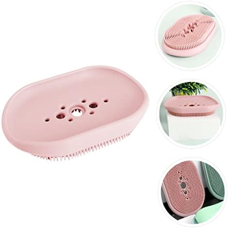 Self Draining Silicone Soap Dish with Brush Holder
