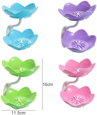 Lotus Shape Soap Box with Double Layer Storage Pink