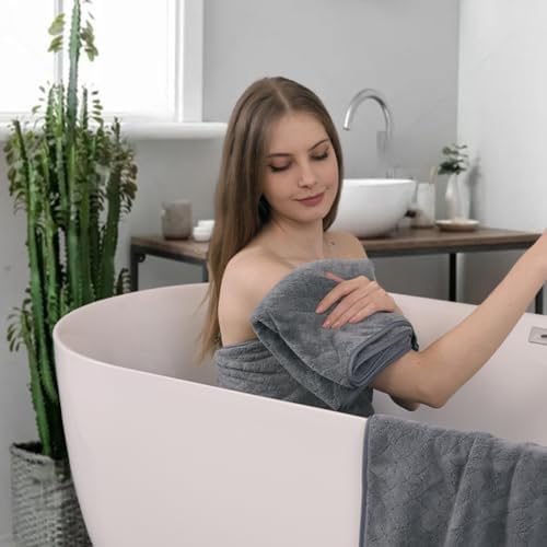Ycosy 4-Pack Gray Bath Towel Set - 600 GSM Oversized