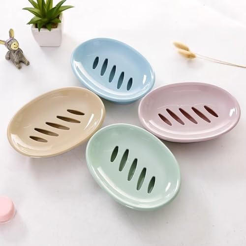 FABEILAI Pink Soap Dish with Drain Holder