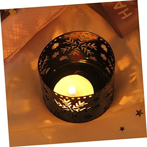 Unique Iron Christmas Candle Holder with Snowflake Pattern