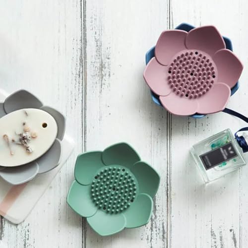 QUARK 1pc Lotus Shape Non-Slip Silicone Soap Holder