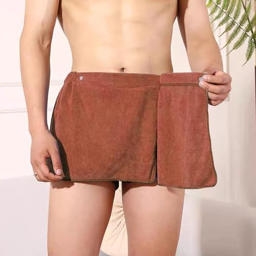 Men Boys Adjustable Microfiber Bath Towel Wrap Brown