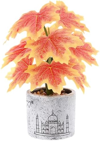 8 Inch Artificial Maple Leaves Potted Plant Decoration