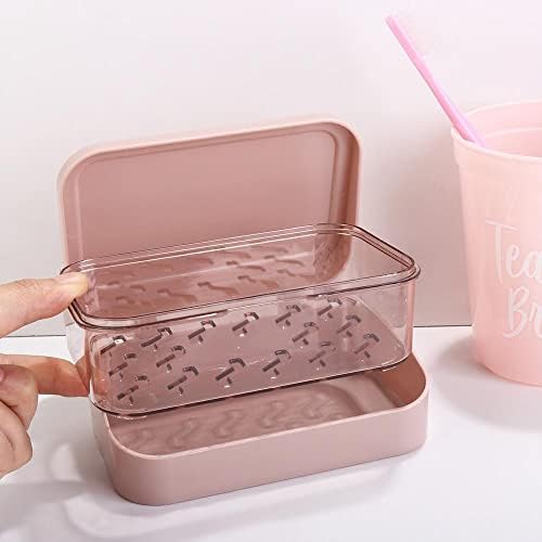 Portable Soap Box with Lid and Drainage for Kitchen and Bathroom