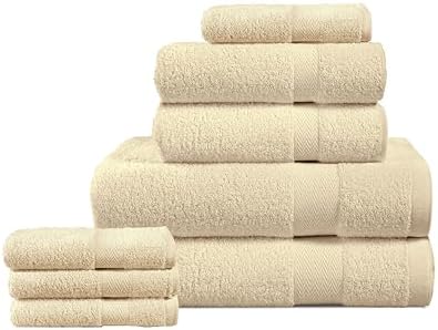 BolBomS 8 Piece Towel Set - Ultra Soft 100 Cotton Beige