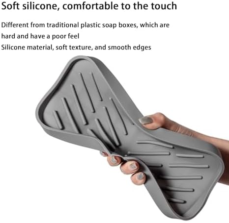 Silicone Soap Drainer with Drain Bar Soap Holder for Shower Counter