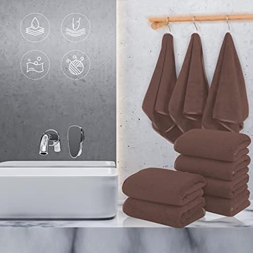 TENSTARS Silk Hemmed Microfiber Bath Towels - 16x28 Inch Set of 6