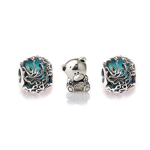 Handmade Blue Pink Baby Gift Charm Set of 3 S925 1
