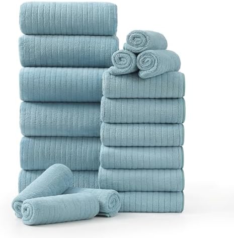 Hailea 18 Piece Family Bath Towel Set - Turquoise