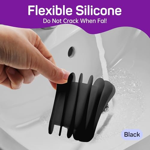 Langierspur 2 Pcs Self Draining Silicone Soap Holder - Waterfall Design Black