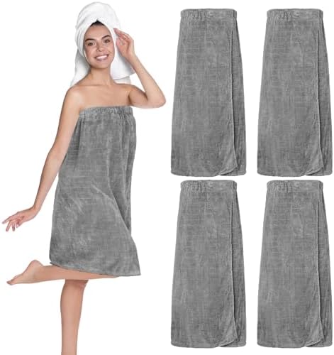 Tigeen 4-Pack Spa Towel Wraps for Women Adjustable Elastic Bath Robe